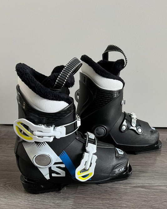 Ex Pasmodel: Salomon Skischoenen Zwart met blauw en wit mt 18