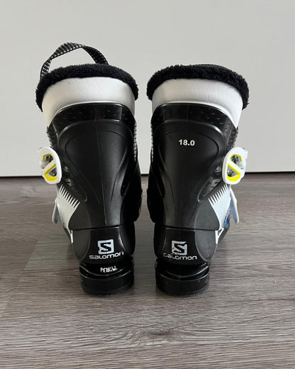 Ex Pasmodel: Salomon Skischoenen Zwart met blauw en wit mt 18