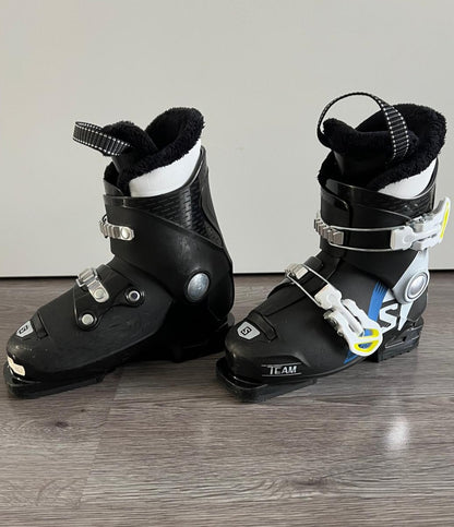 Ex Pasmodel: Salomon Skischoenen Zwart met blauw en wit mt 18