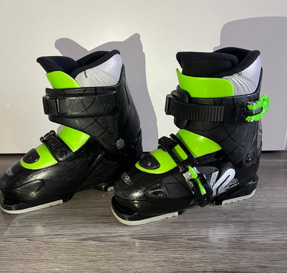 Ex pasmodel: K2 Xplorer 1 black/green kinder skischoenen mt 22.5